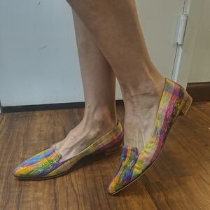 Stuart Weitzmann Rialto Silk Flats Preppy Academia Loafers 8.5